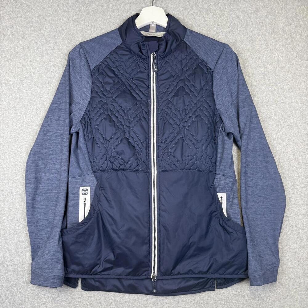 Peter Millar Crown Jacket Quilted Lined UMB logo Woman's Size Medium Blue